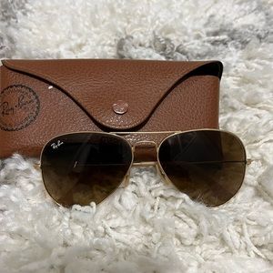 RAY BAN light brown gradient gold frame aviator sunglasses